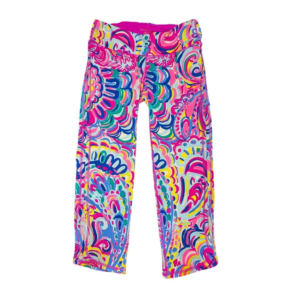 Lilly Pulitzer Luxletic Weekender Crop Leggings Small Psychedelic Sunshine EUC